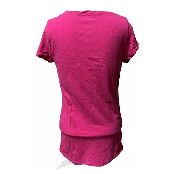 Lot 2 Top Vintage Y2K T Shirt La Fine Short Sleeve Long Stretch White Pink Large - Picture 5 of 6